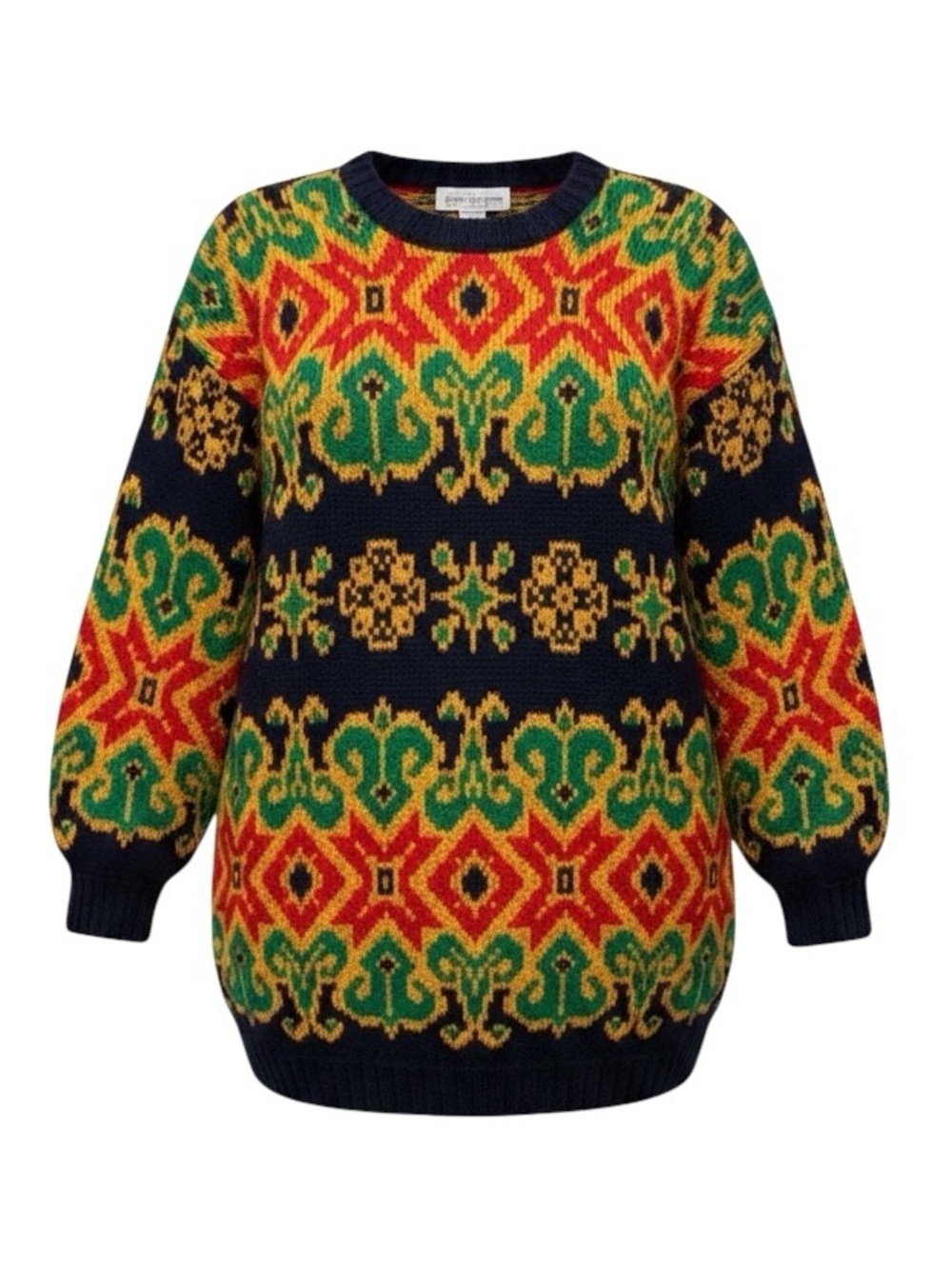 Vintage JONES NEW YORK Hand Knit Oversized Geometric Sweater Multicolor Medium